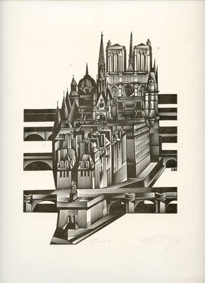 Калашников Анатолий Иванович. Лот из двух авторских ксилографий «Ситэ» и «Авиньон»